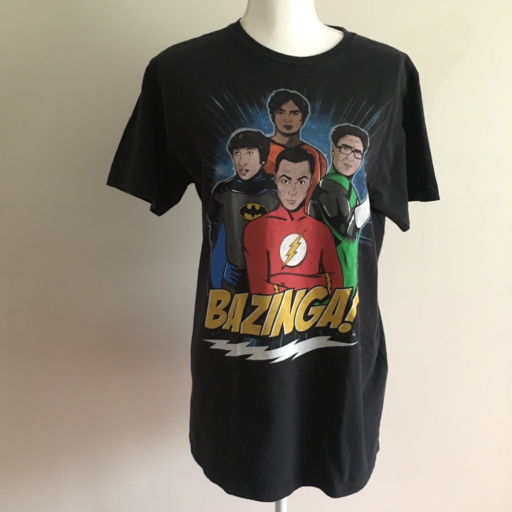🦋 Big Bang Theory BAZINGA! Black Graphic T-Shirt
